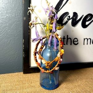 Handmade wrap bracelet with natural jasper stones and wood beads.